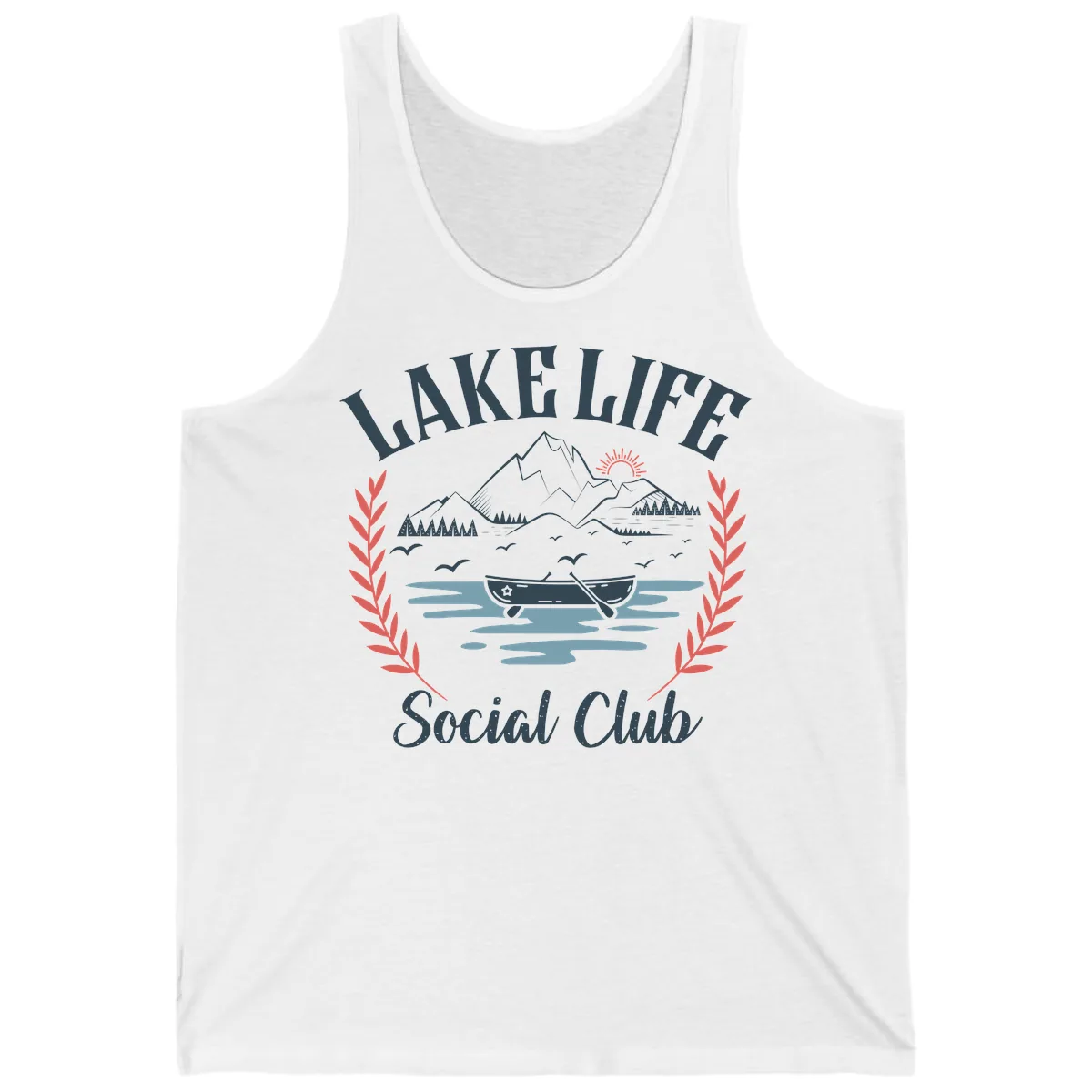 Lake Life Social Club Design Tank in White