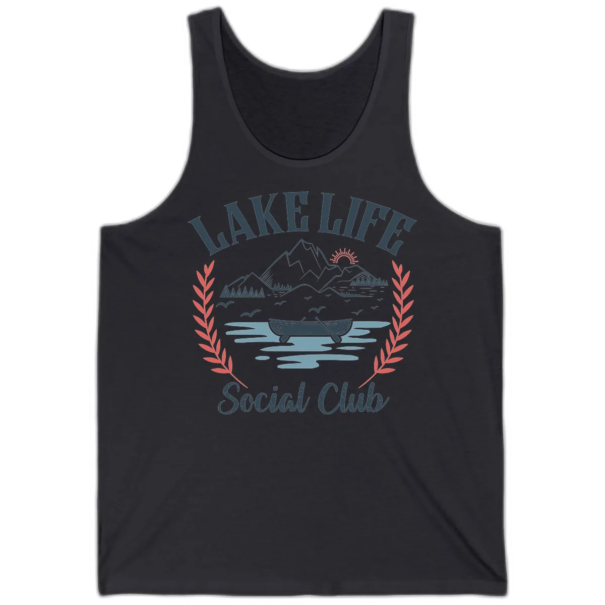 Lake Life Social Club Design Tank in Dark Grey