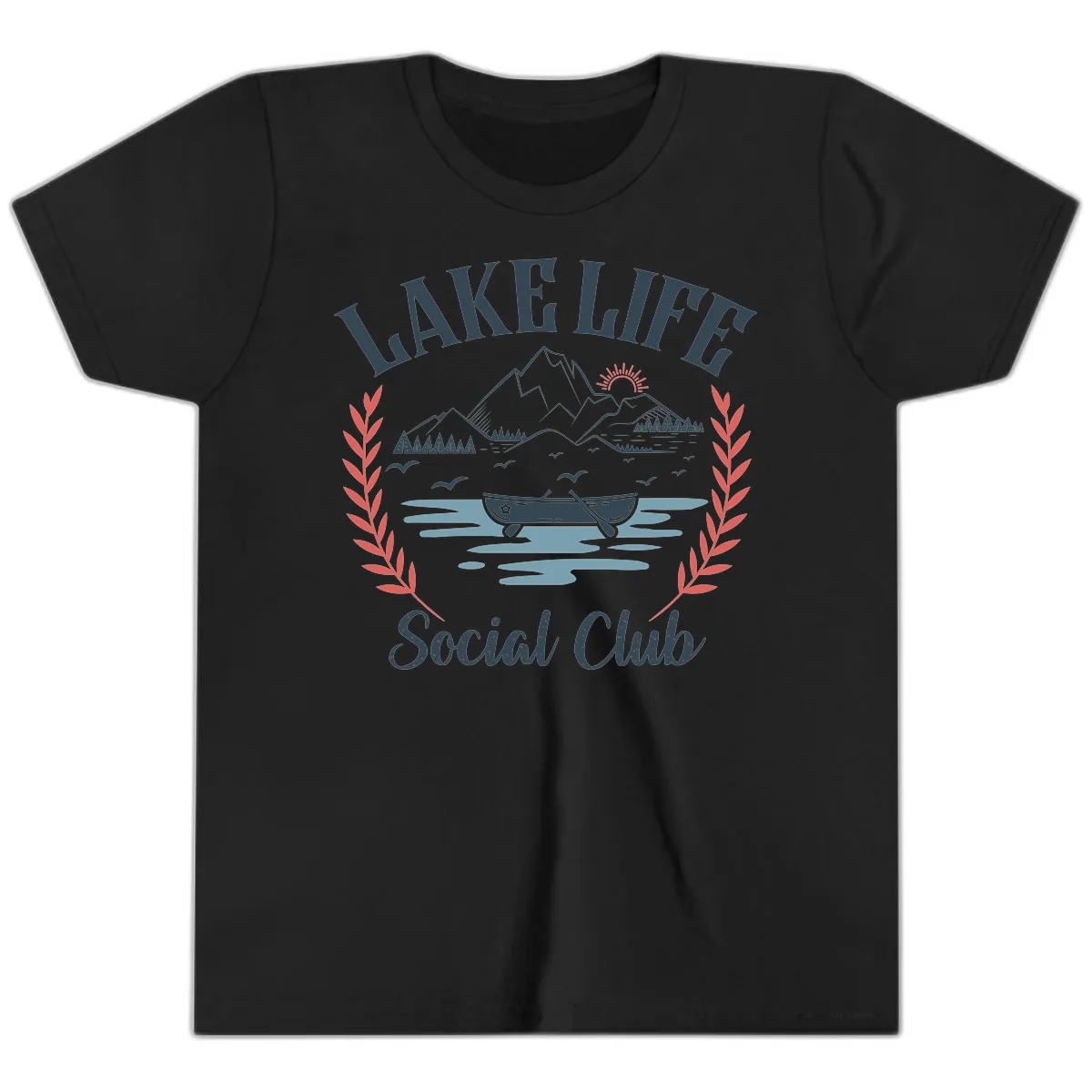 Lake Life Social Club Design Youth T-Shirt in Black