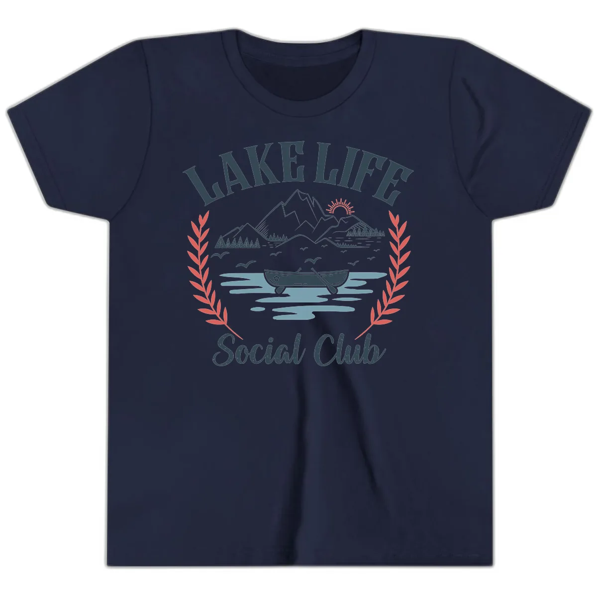 Lake Life Social Club Design Youth T-Shirt in Navy