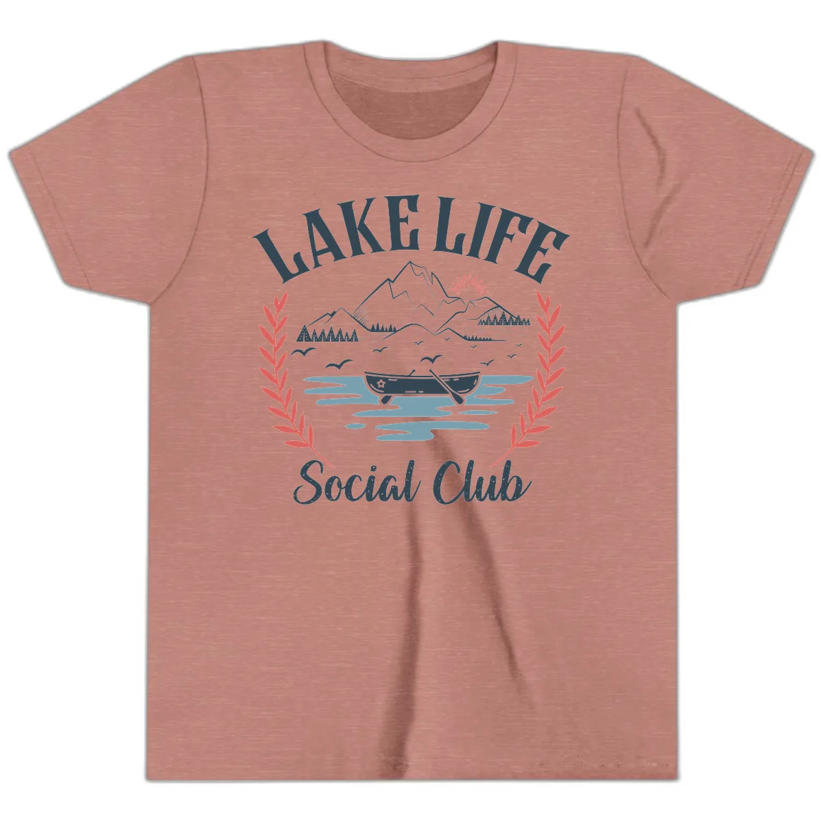 Lake Life Social Club Design Youth T-Shirt in Heather Mauve