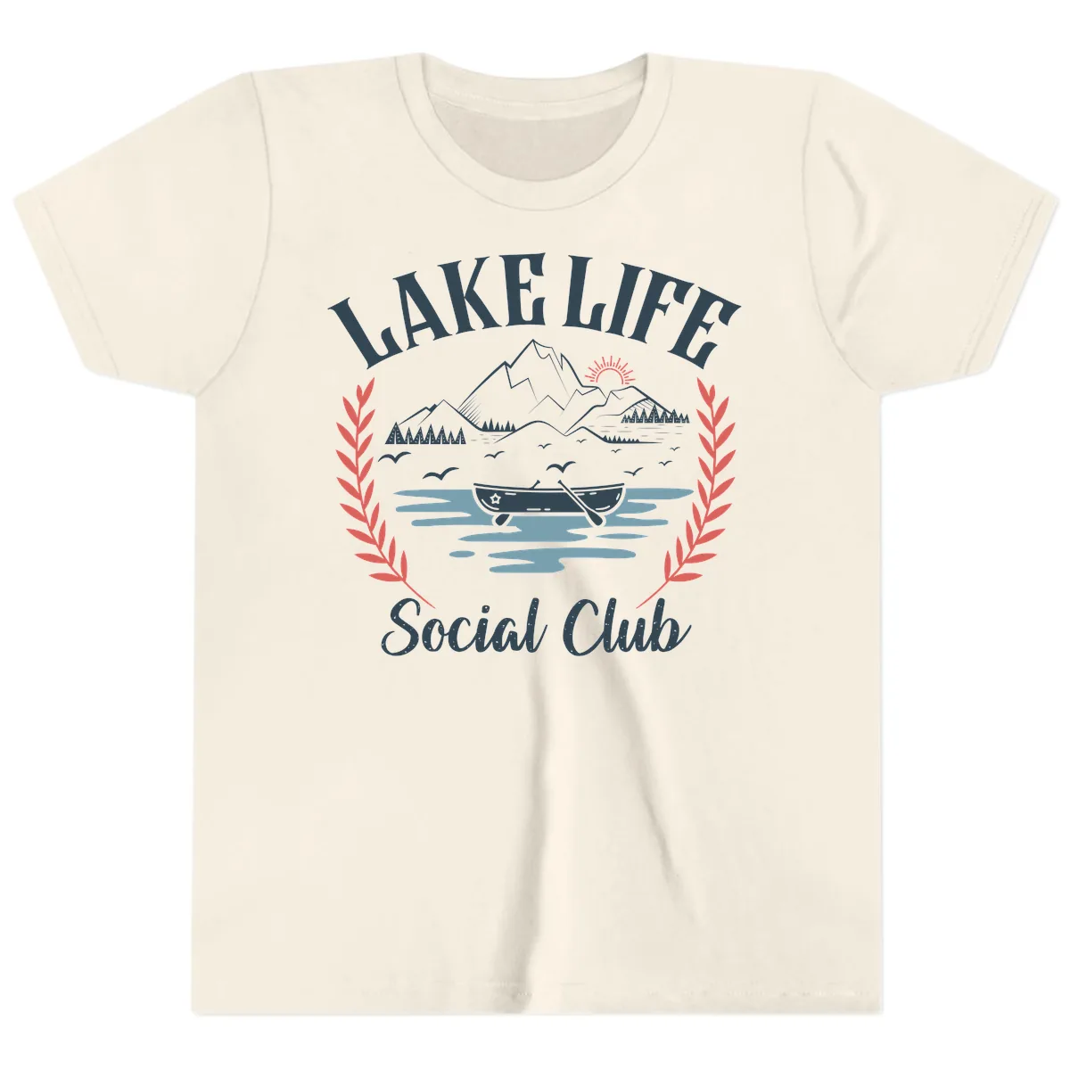 Lake Life Social Club Design Youth T-Shirt in Natural