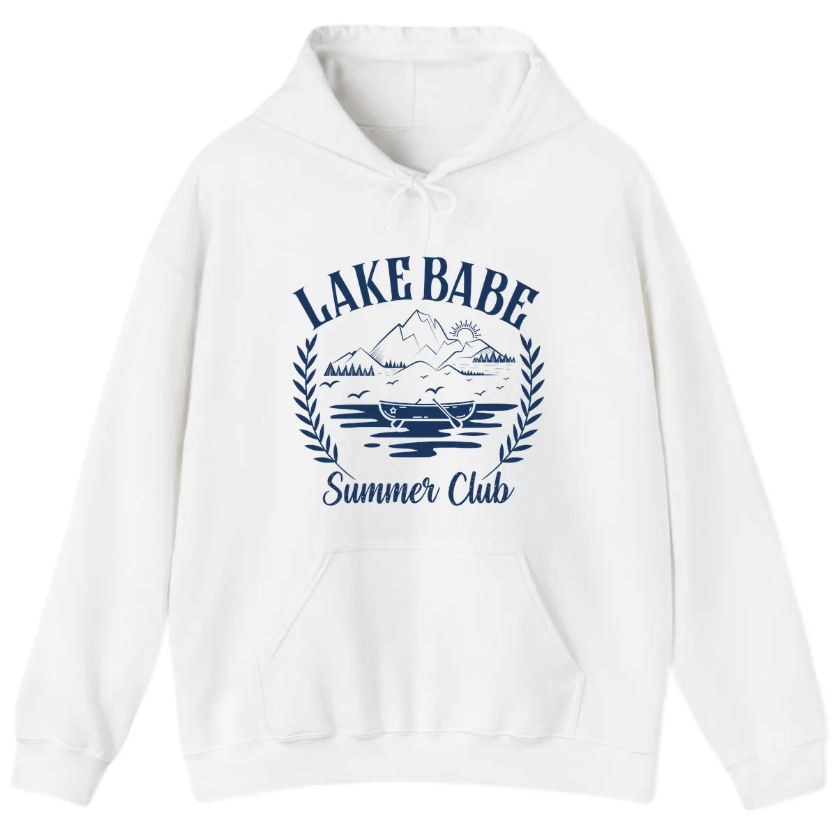 Lake Babe Summer Club Design Hoodie in White