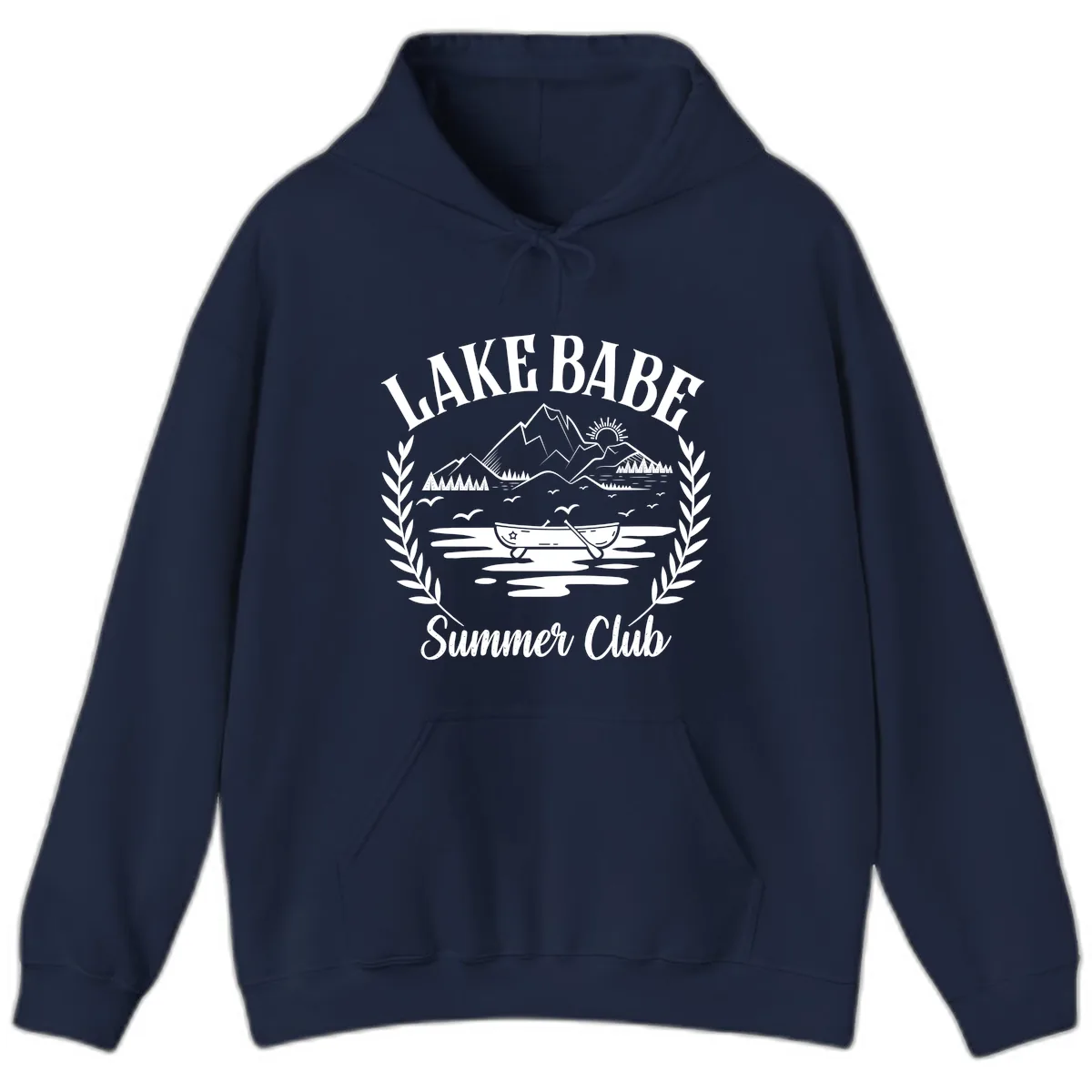 Lake Babe Summer Club Design Hoodie in Navy