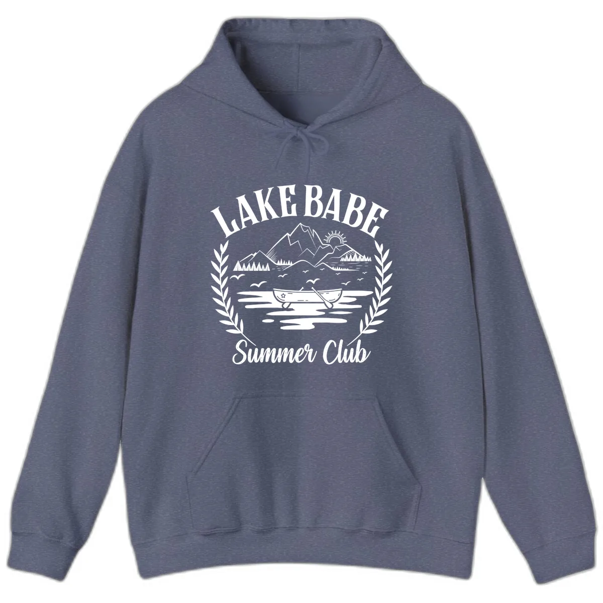 Lake Babe Summer Club Design Hoodie in Heather Navy
