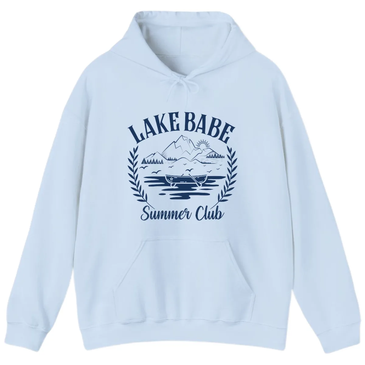 Lake Babe Summer Club Design Hoodie in Light Blue