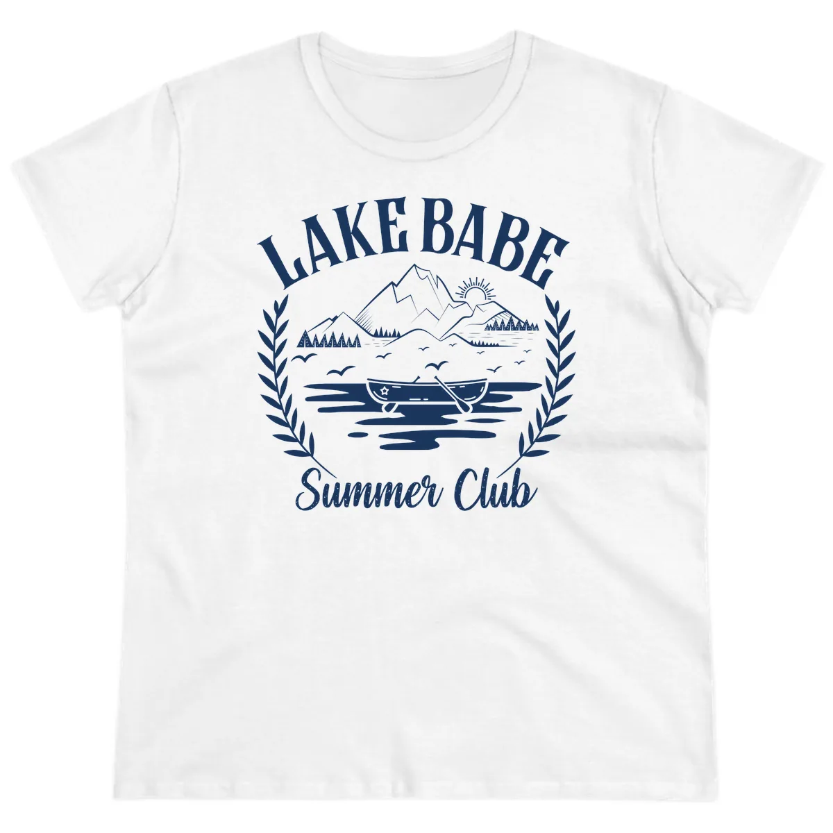 Lake Babe Summer Club Design Ladies Tee in White