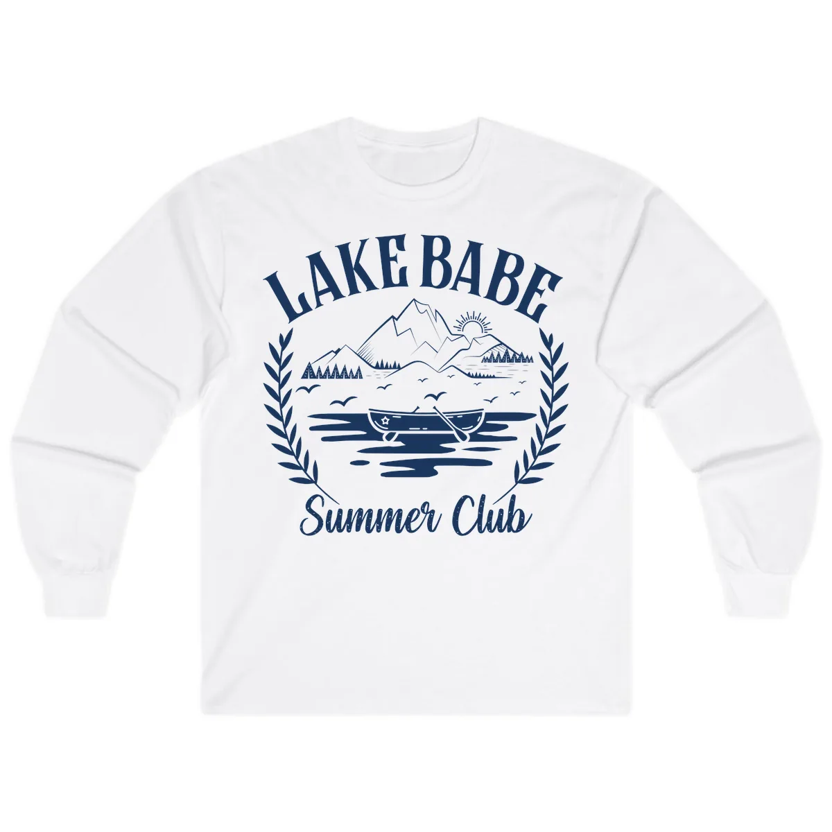 Lake Babe Summer Club Design Long Sleeve in White