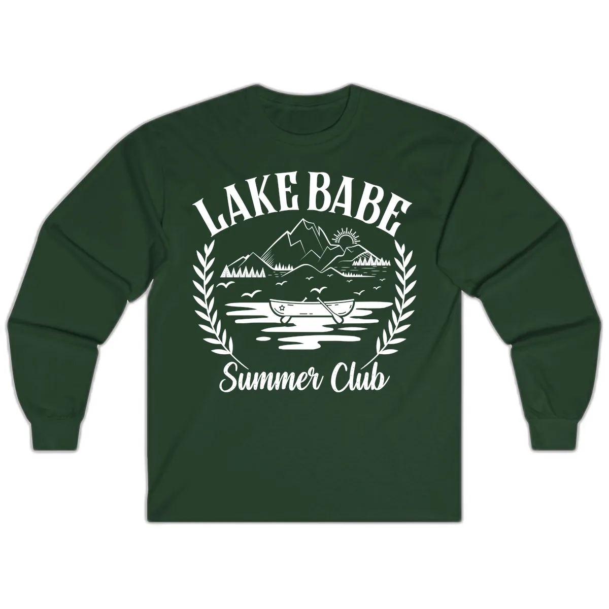 Lake Babe Summer Club Design Long Sleeve in Forest Green