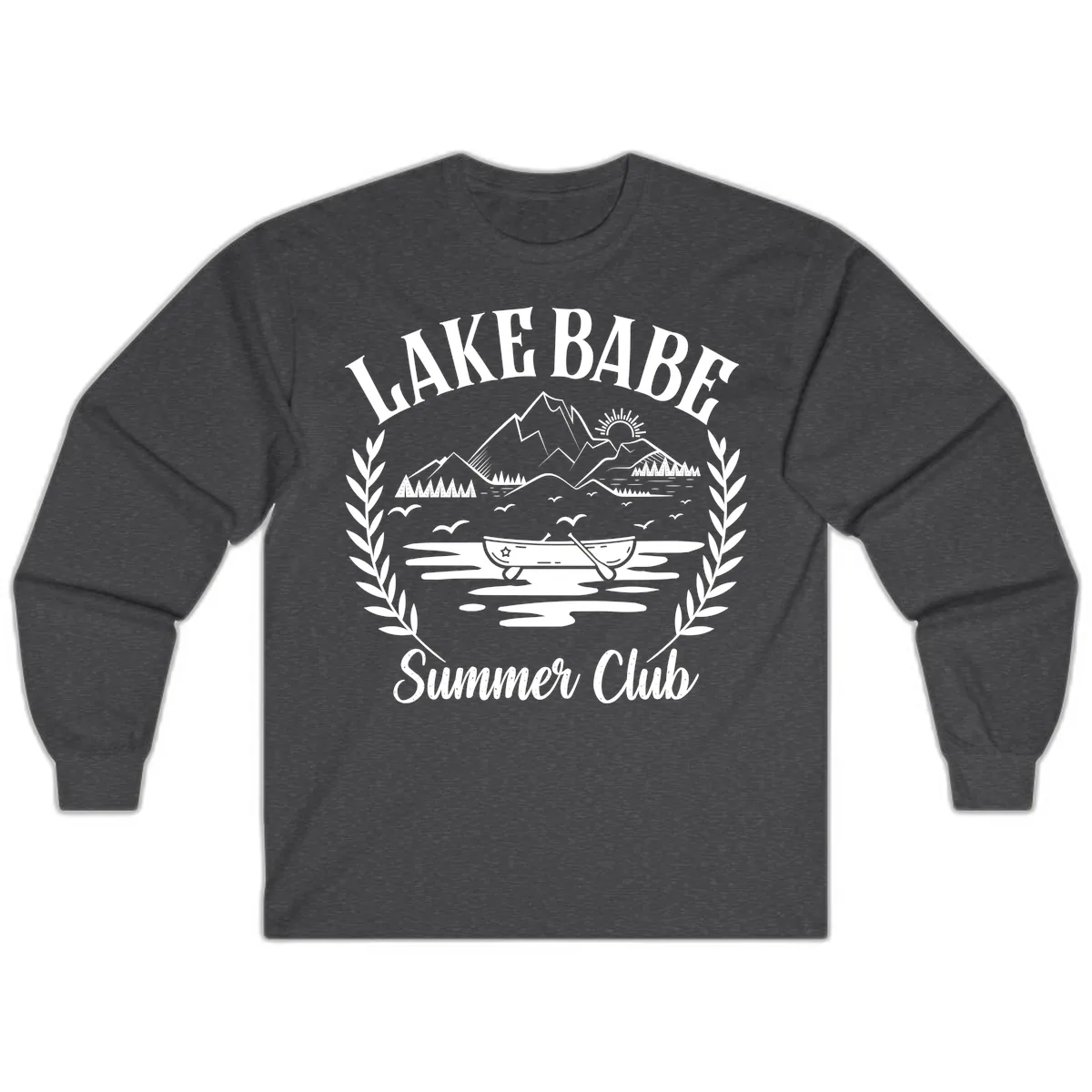Lake Babe Summer Club Design Long Sleeve in Dark Heather