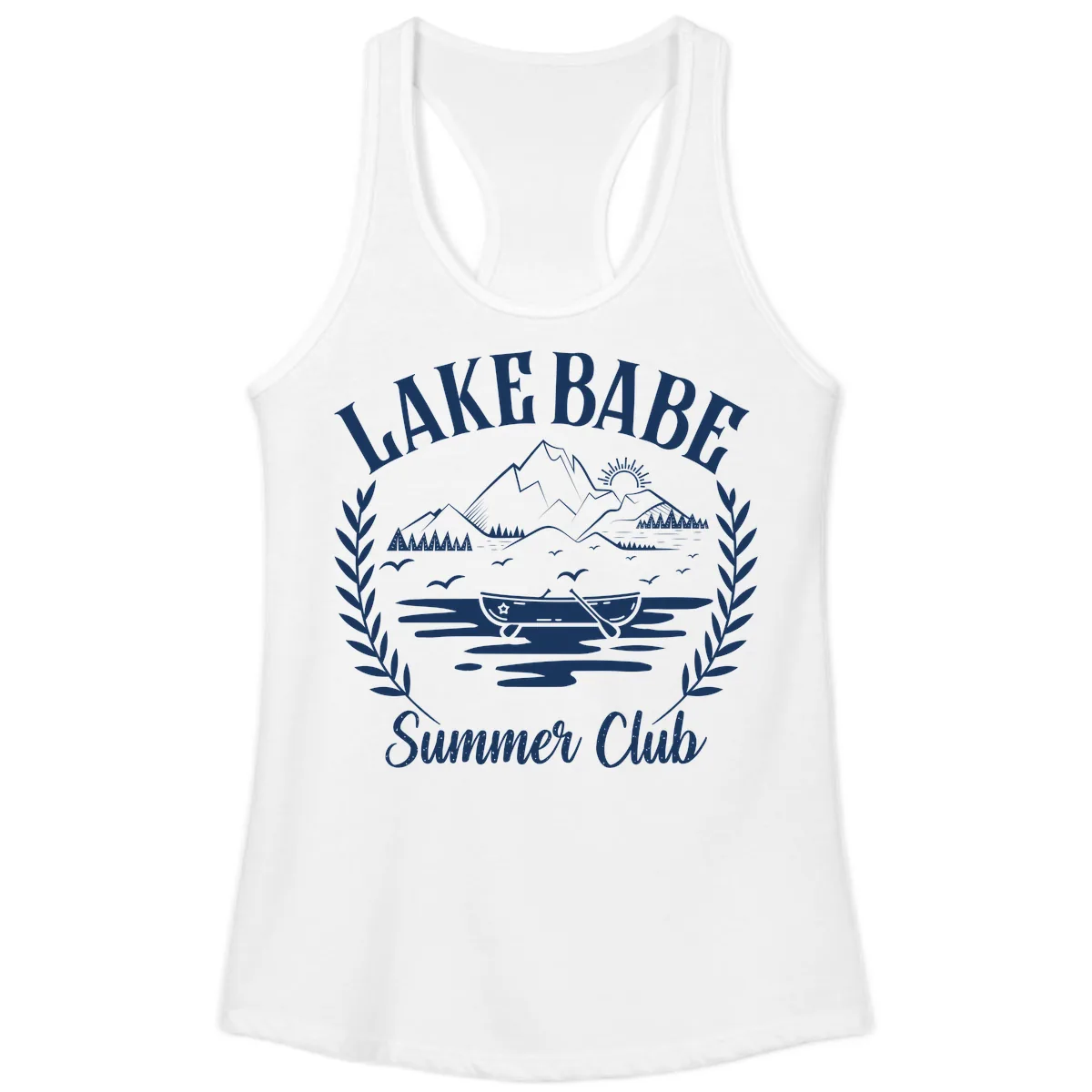 Lake Babe Summer Club Design Ladies Tank in White