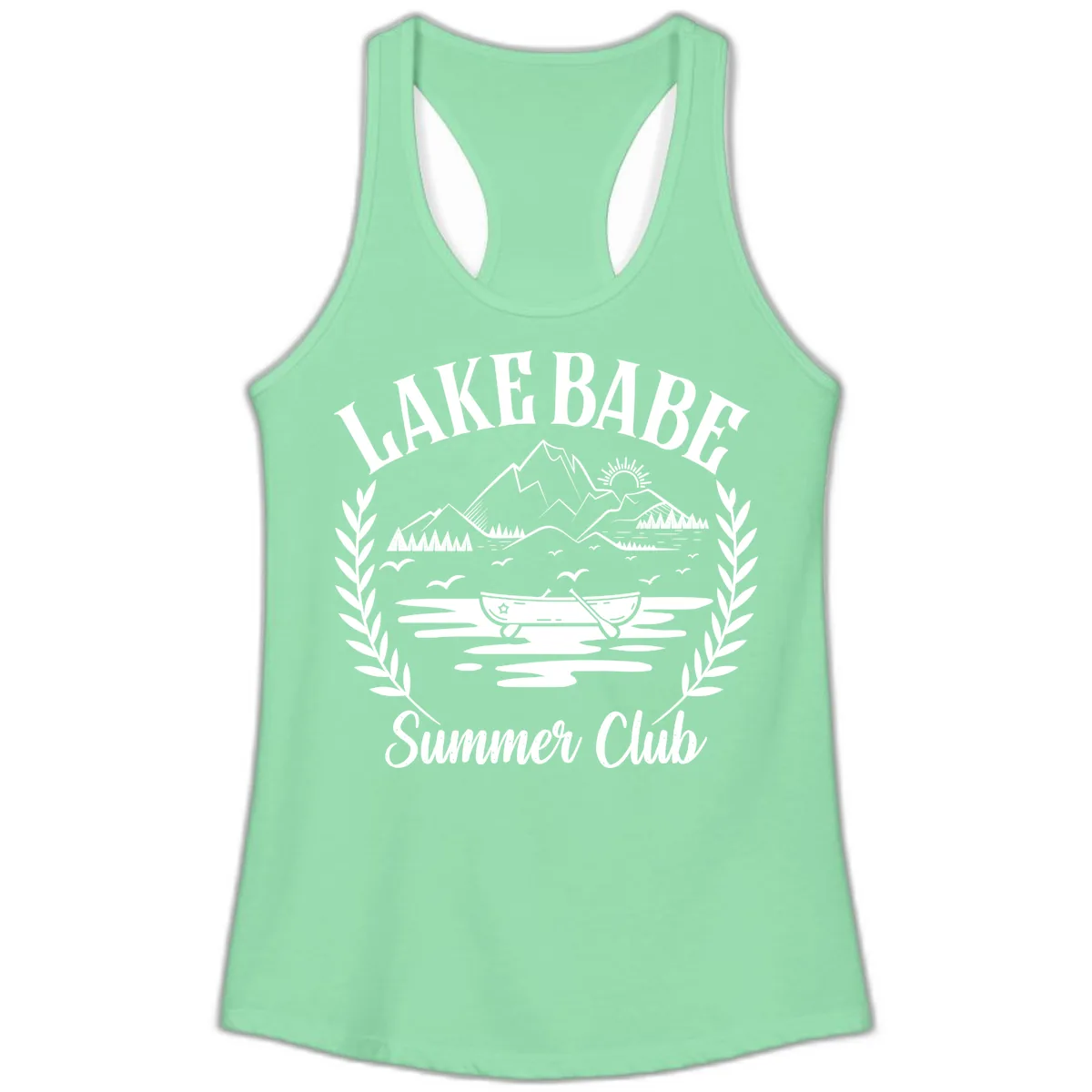 Lake Babe Summer Club Design Ladies Tank in Solid Mint