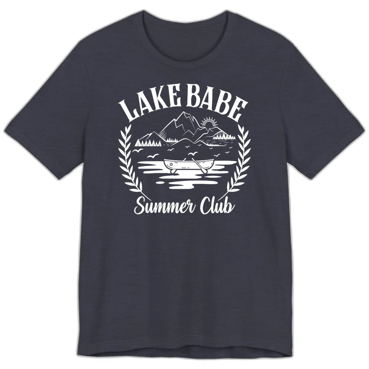 Lake Babe Summer Club Design Premium T-Shirt in Heather Midnight Navy