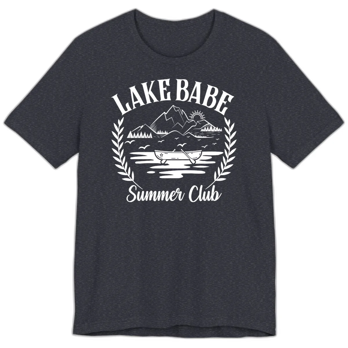 Lake Babe Summer Club Design Premium T-Shirt in Heather Navy