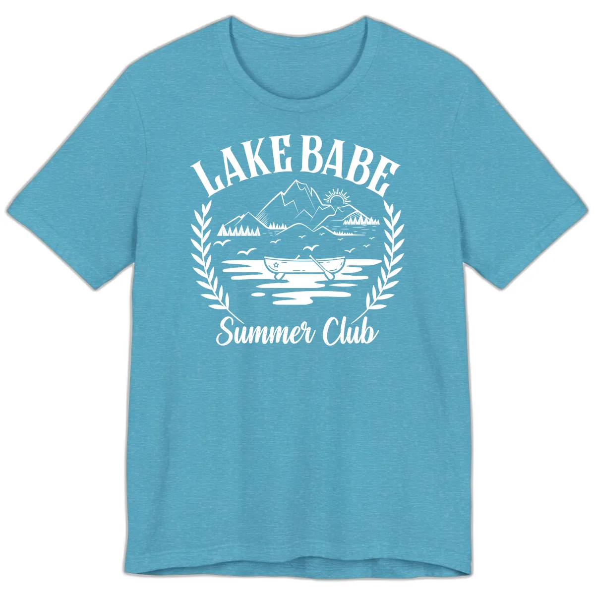 Lake Babe Summer Club Design Premium T-Shirt in Heather Aqua