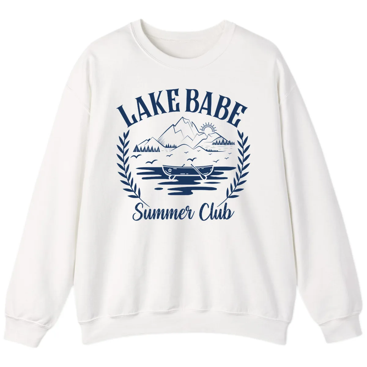 Lake Babe Summer Club Design Sweatshirt in White