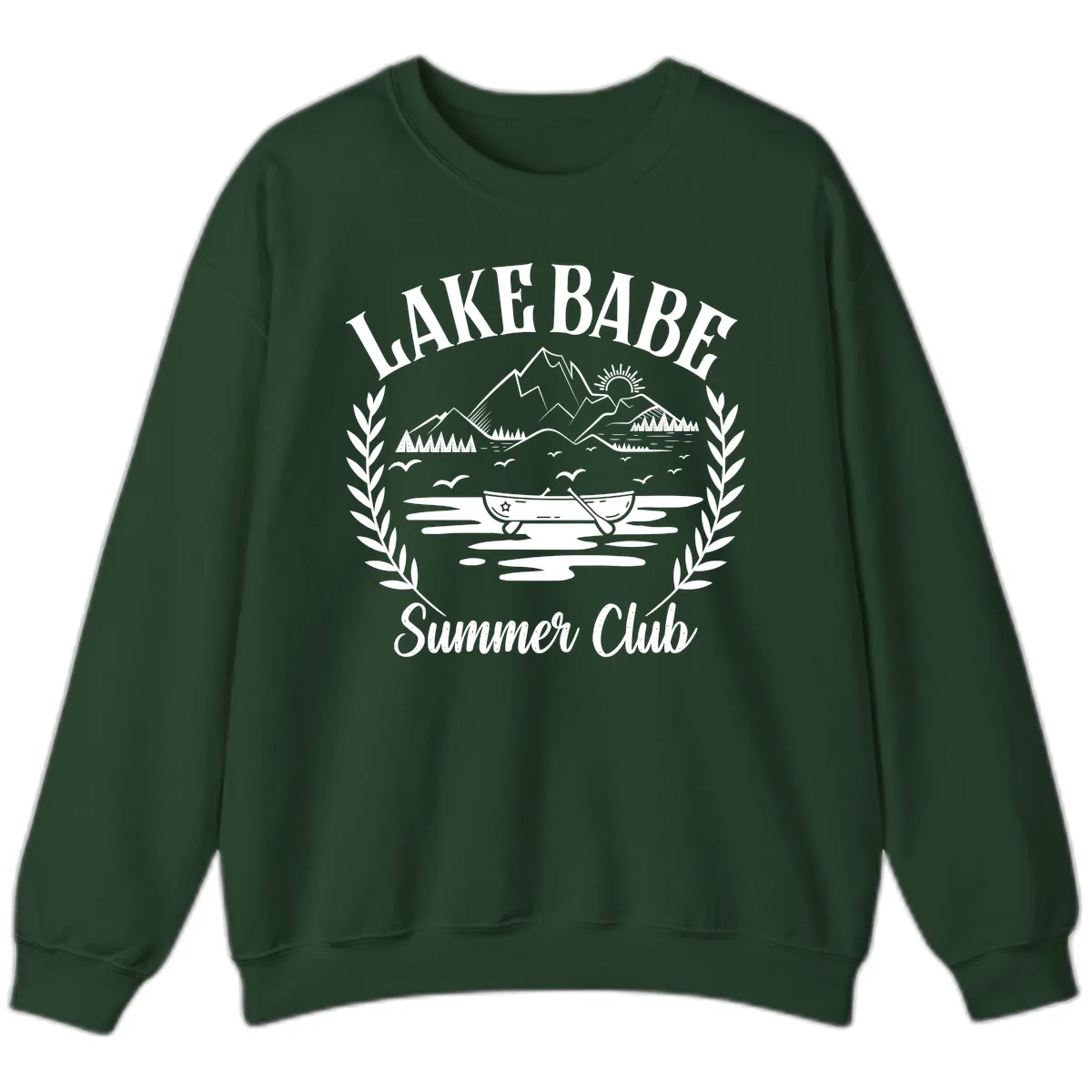 Lake Babe Summer Club Design Sweatshirt in Forest Green