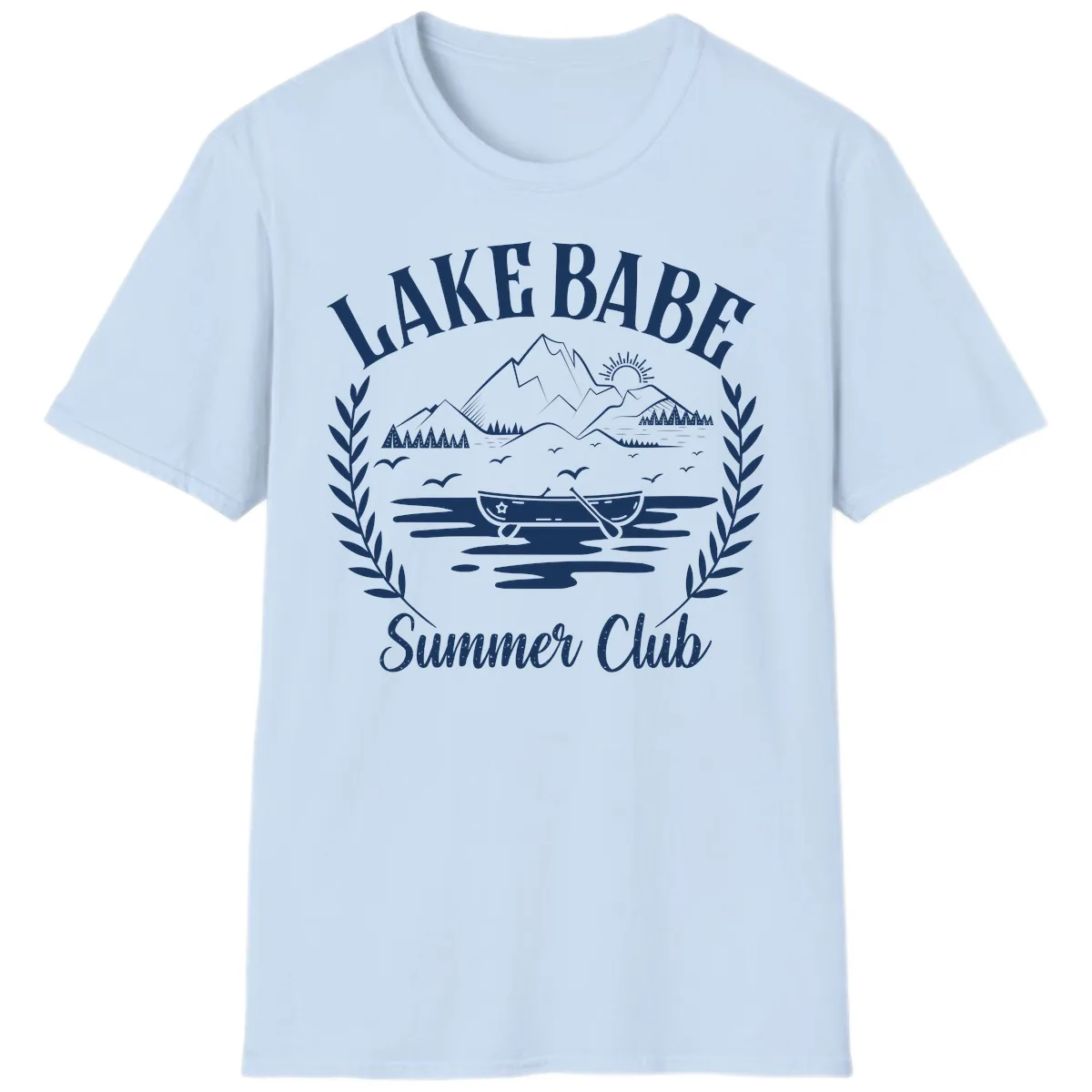 Lake Babe Summer Club Design T-Shirt in Light Blue