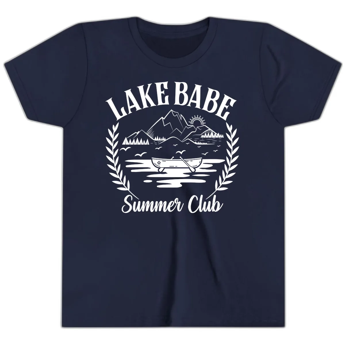 Lake Babe Summer Club Design Youth T-Shirt in Navy