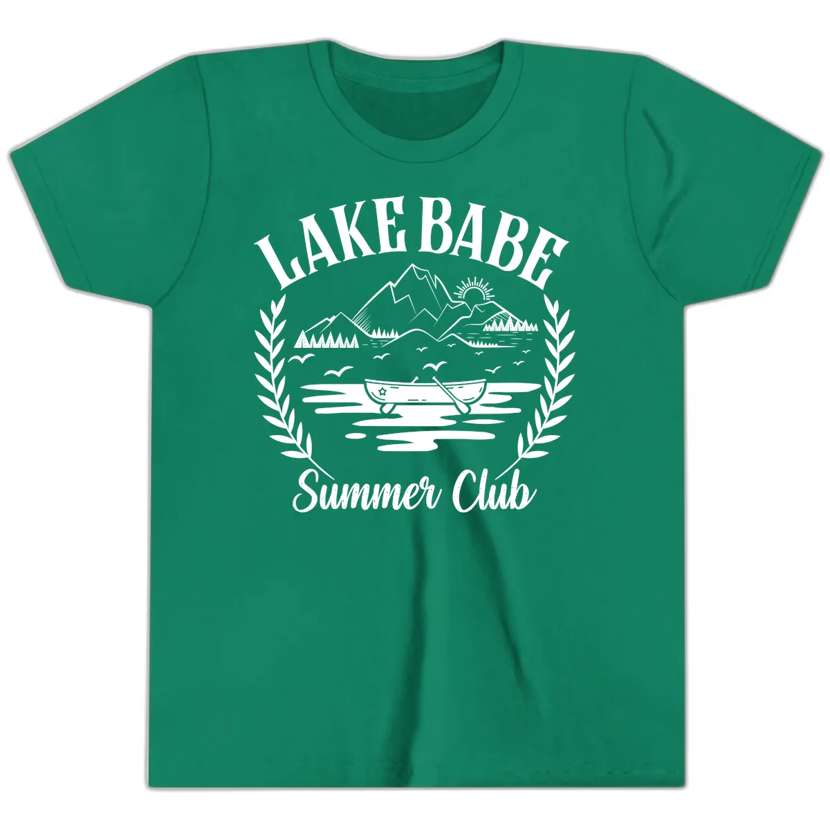 Lake Babe Summer Club Design Youth T-Shirt in Kelly