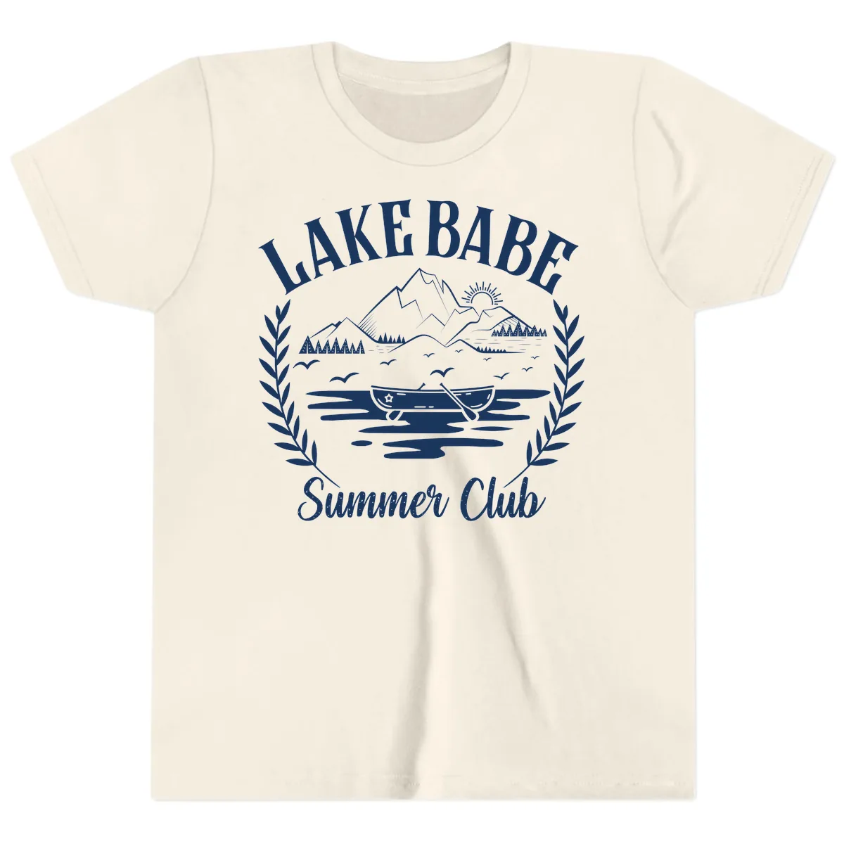 Lake Babe Summer Club Design Youth T-Shirt in Natural