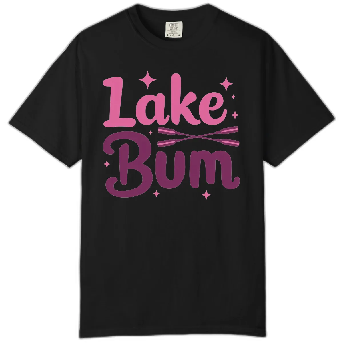 Lake Bum Text and Oars Design Comfort Color in Black