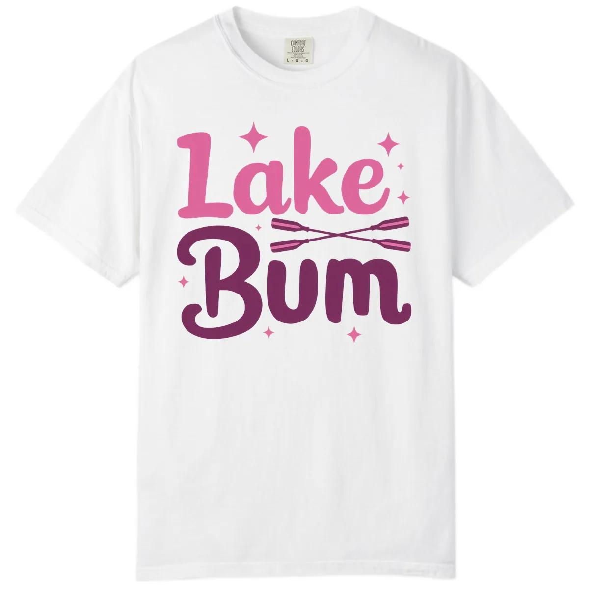 Lake Bum Text and Oars Design Comfort Color in White