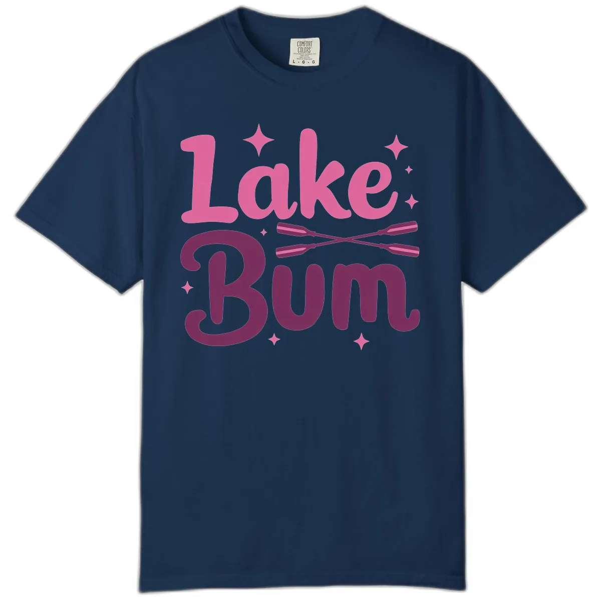 Lake Bum Text and Oars Design Comfort Color in Navy