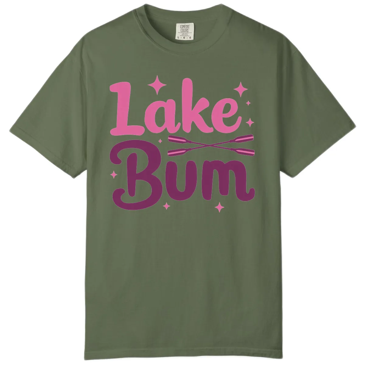 Lake Bum Text and Oars Design Comfort Color in Sage