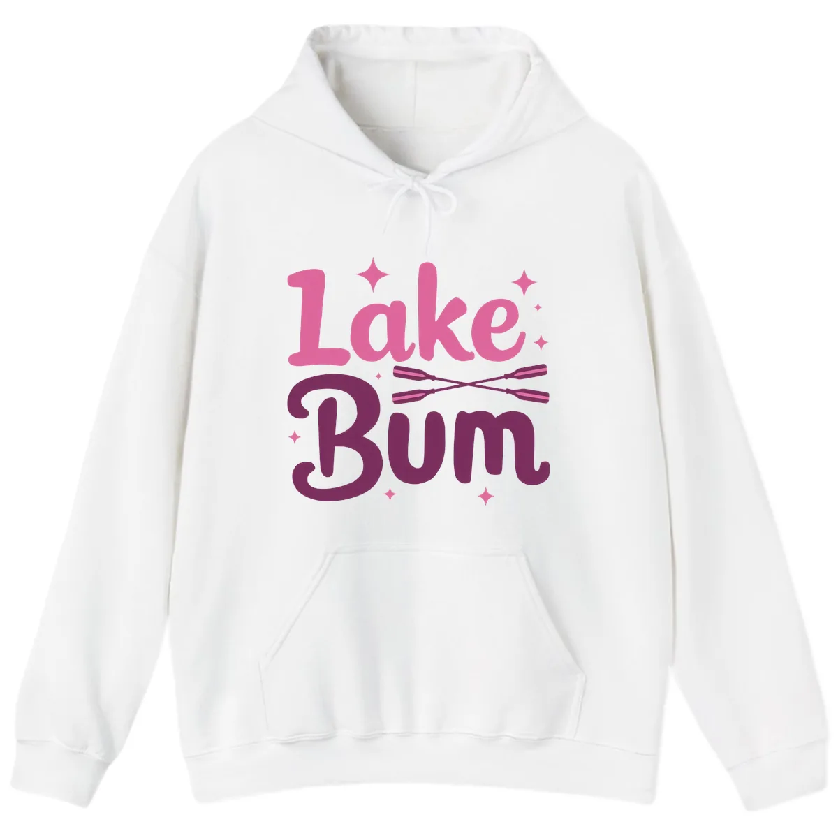 Lake Bum Text and Oars Design Hoodie in White