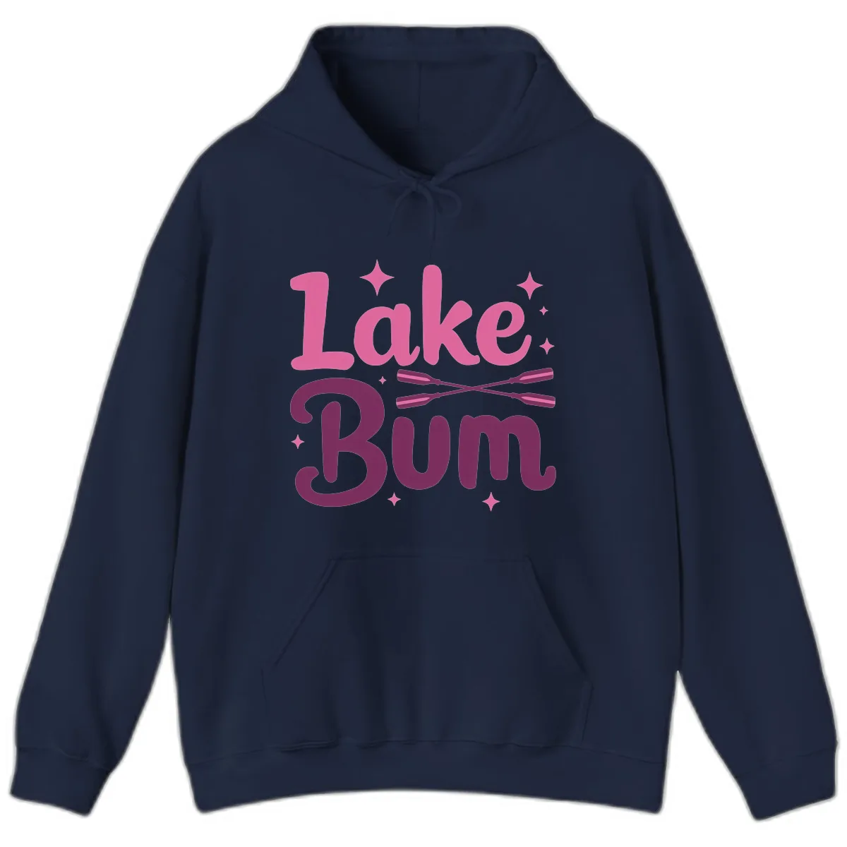 Lake Bum Text and Oars Design Hoodie in Navy