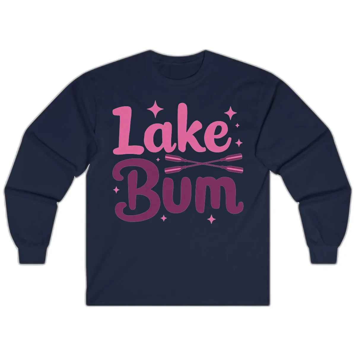 Lake Bum Text and Oars Design Long Sleeve in Navy