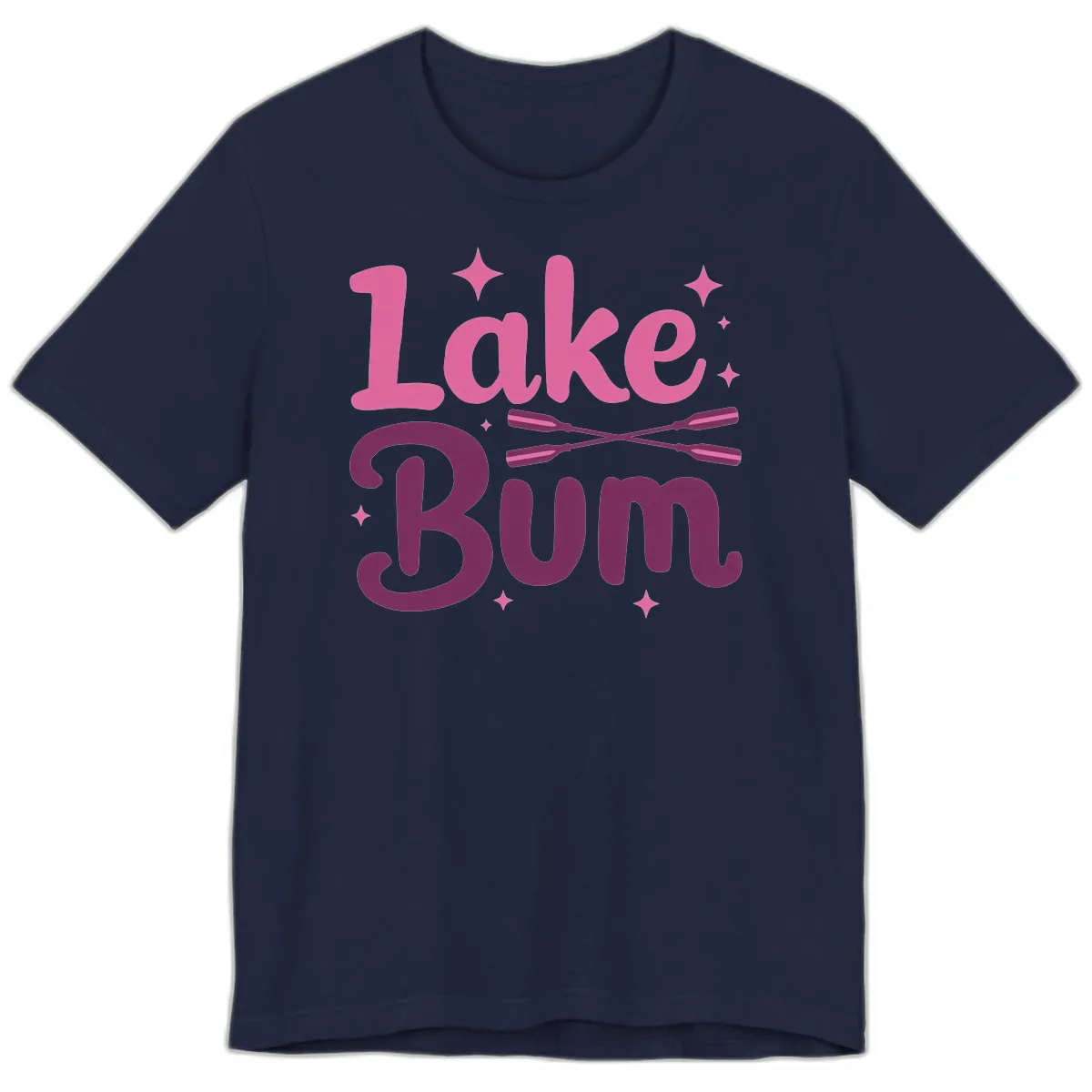 Lake Bum Text and Oars Design Premium T-Shirt in Navy