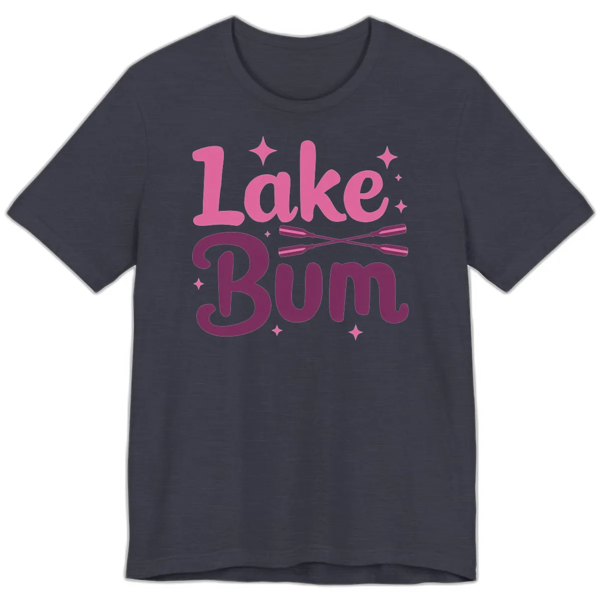 Lake Bum Text and Oars Design Premium T-Shirt in Heather Midnight Navy