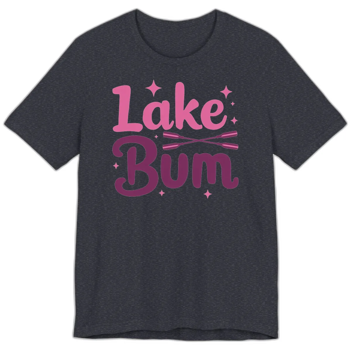 Lake Bum Text and Oars Design Premium T-Shirt in Heather Navy