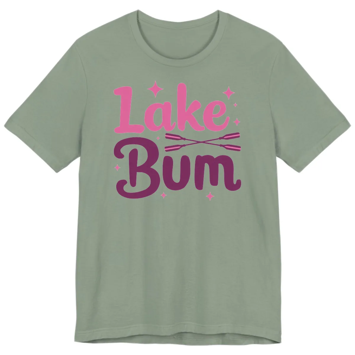 Lake Bum Text and Oars Design Premium T-Shirt in Sage