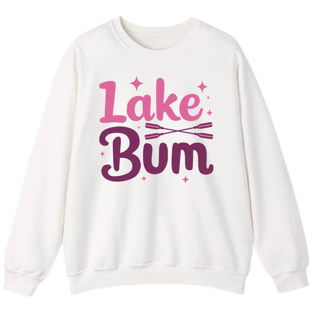 Lake Bum Text and Oars Design Sweatshirt in White