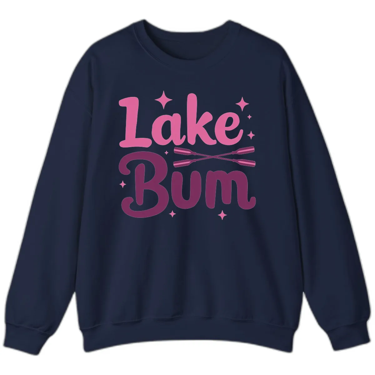 Lake Bum Text and Oars Design Sweatshirt in Navy