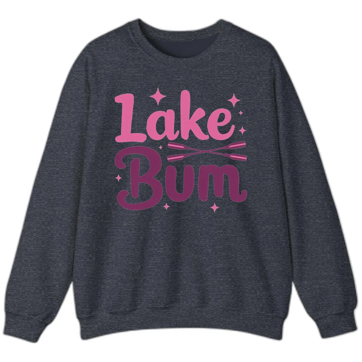 Lake Bum Text and Oars Design Sweatshirt in Heather Sport Dark Navy