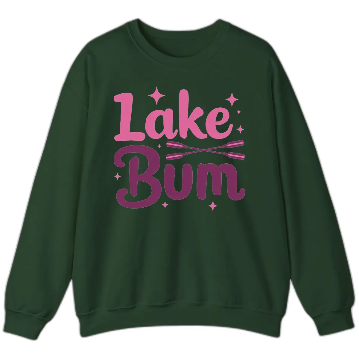 Lake Bum Text and Oars Design Sweatshirt in Forest Green