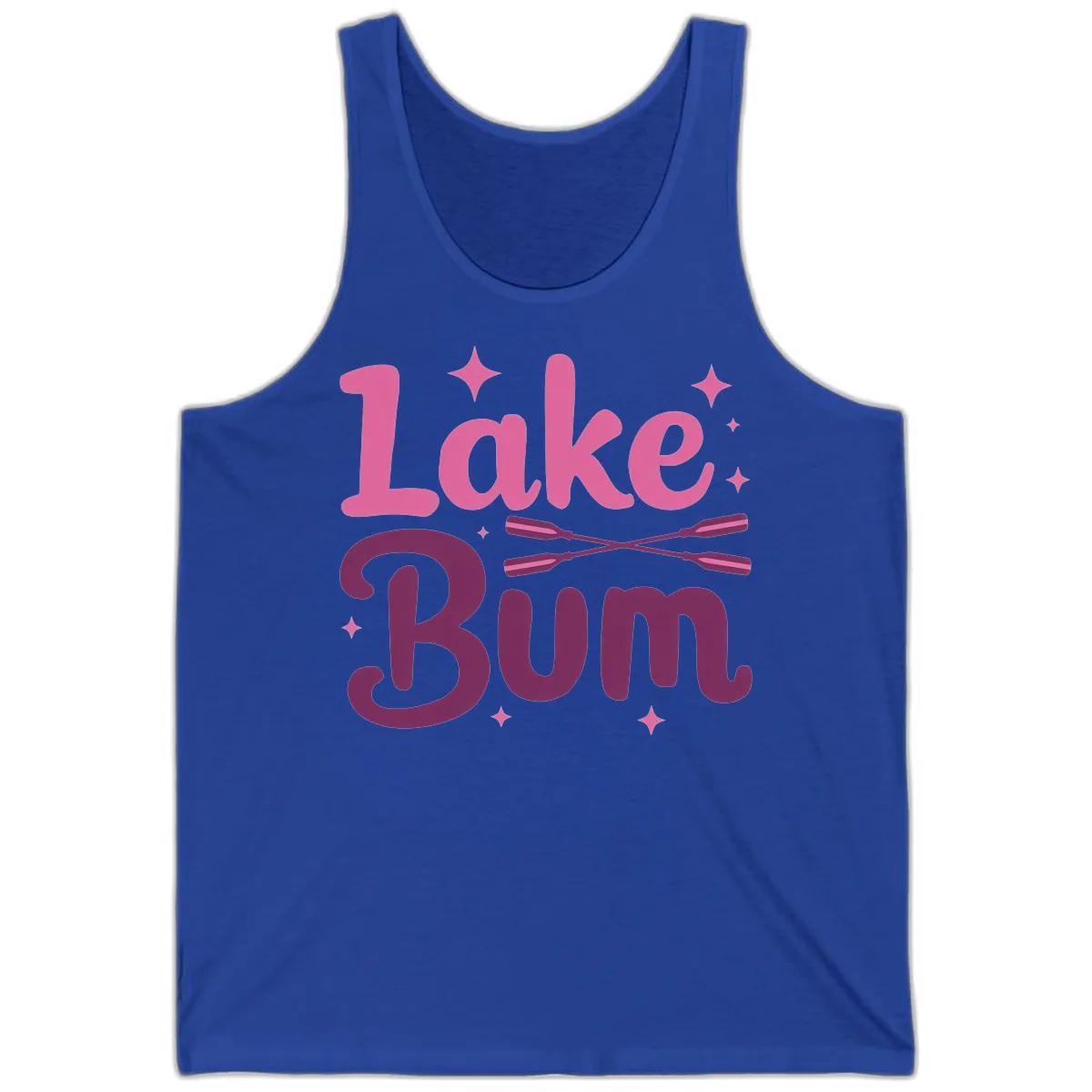 Lake Bum Text and Oars Design Tank in True Royal