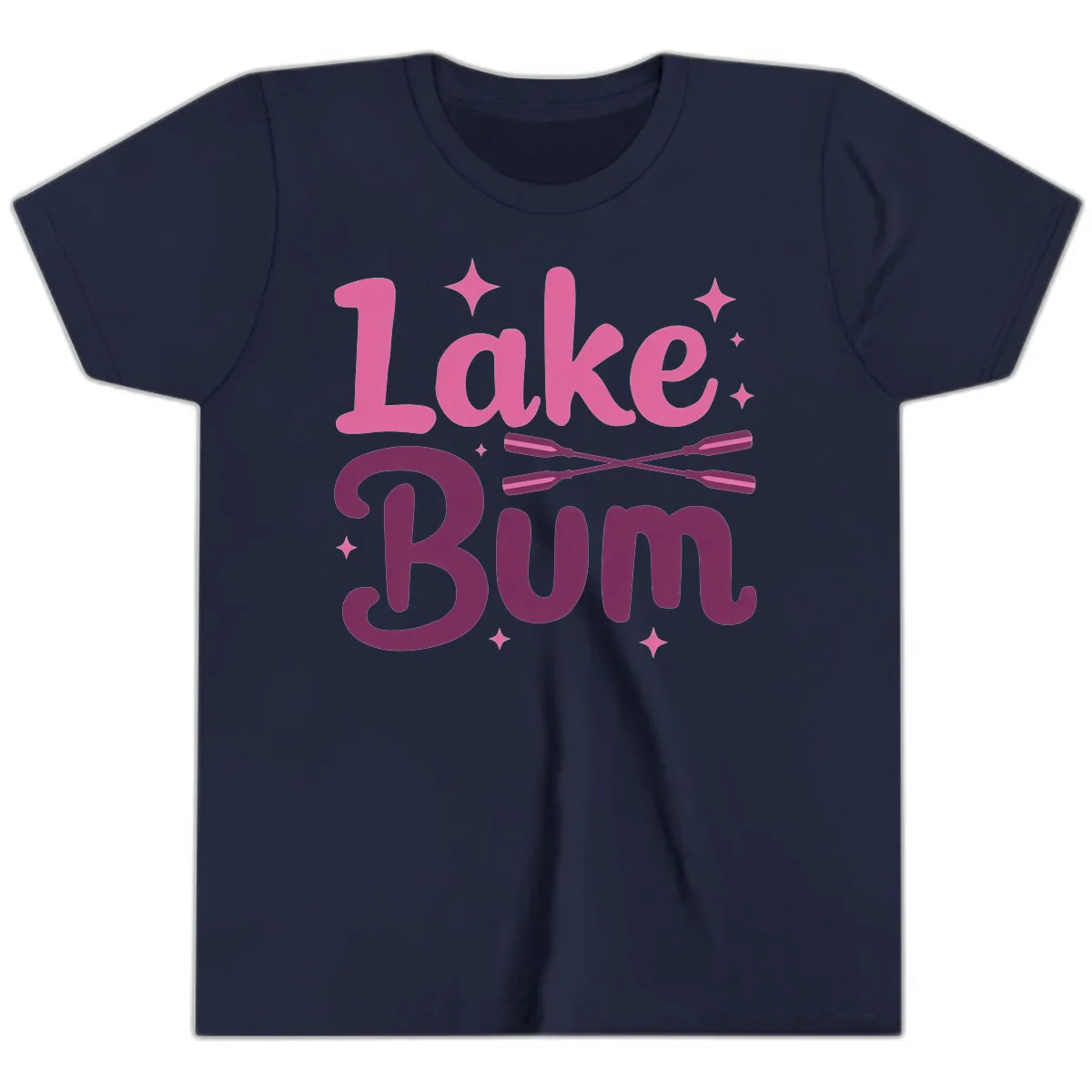 Lake Bum Text and Oars Design Youth T-Shirt in Navy