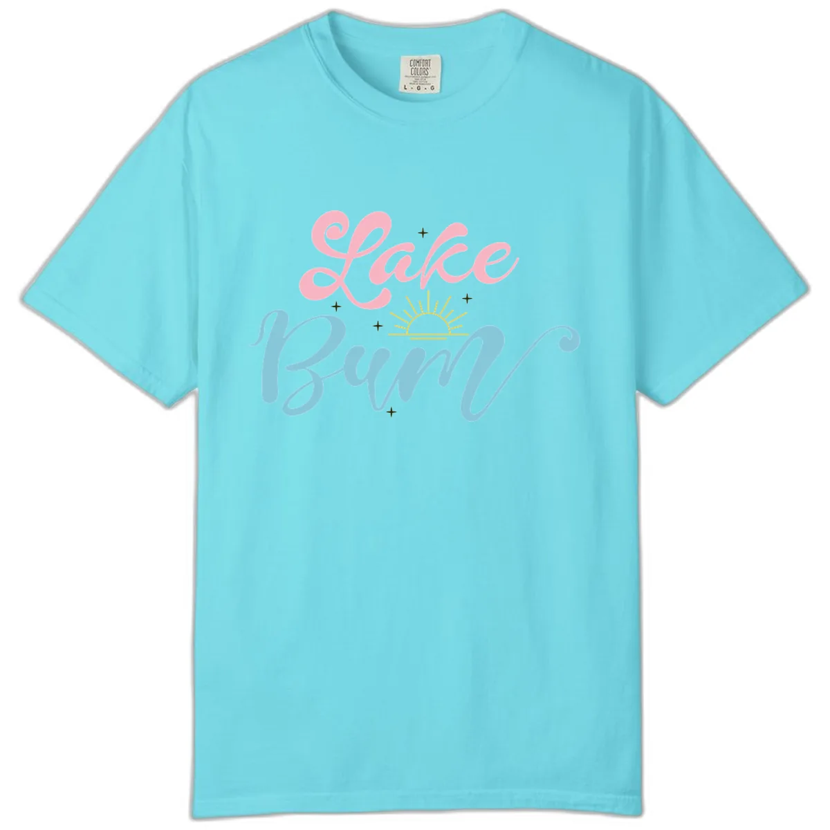 Lake Bum Script Design Comfort Color in Lagoon Blue