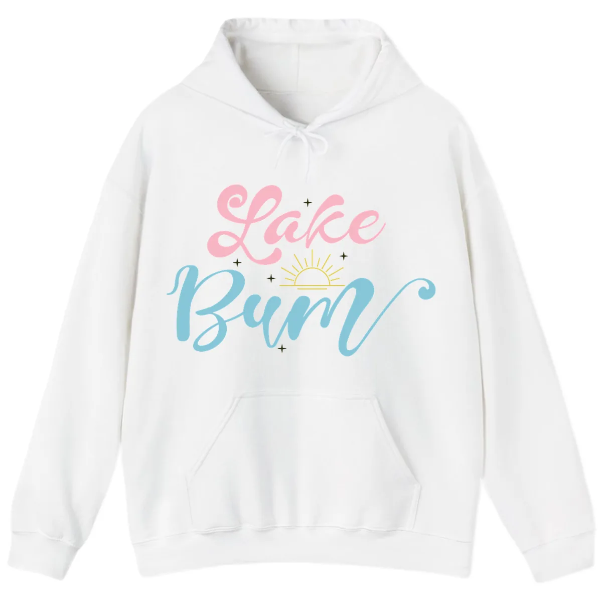 Lake Bum Script Design Hoodie in White