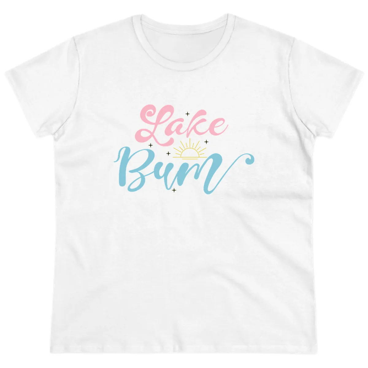 Lake Bum Script Design Ladies Tee in White