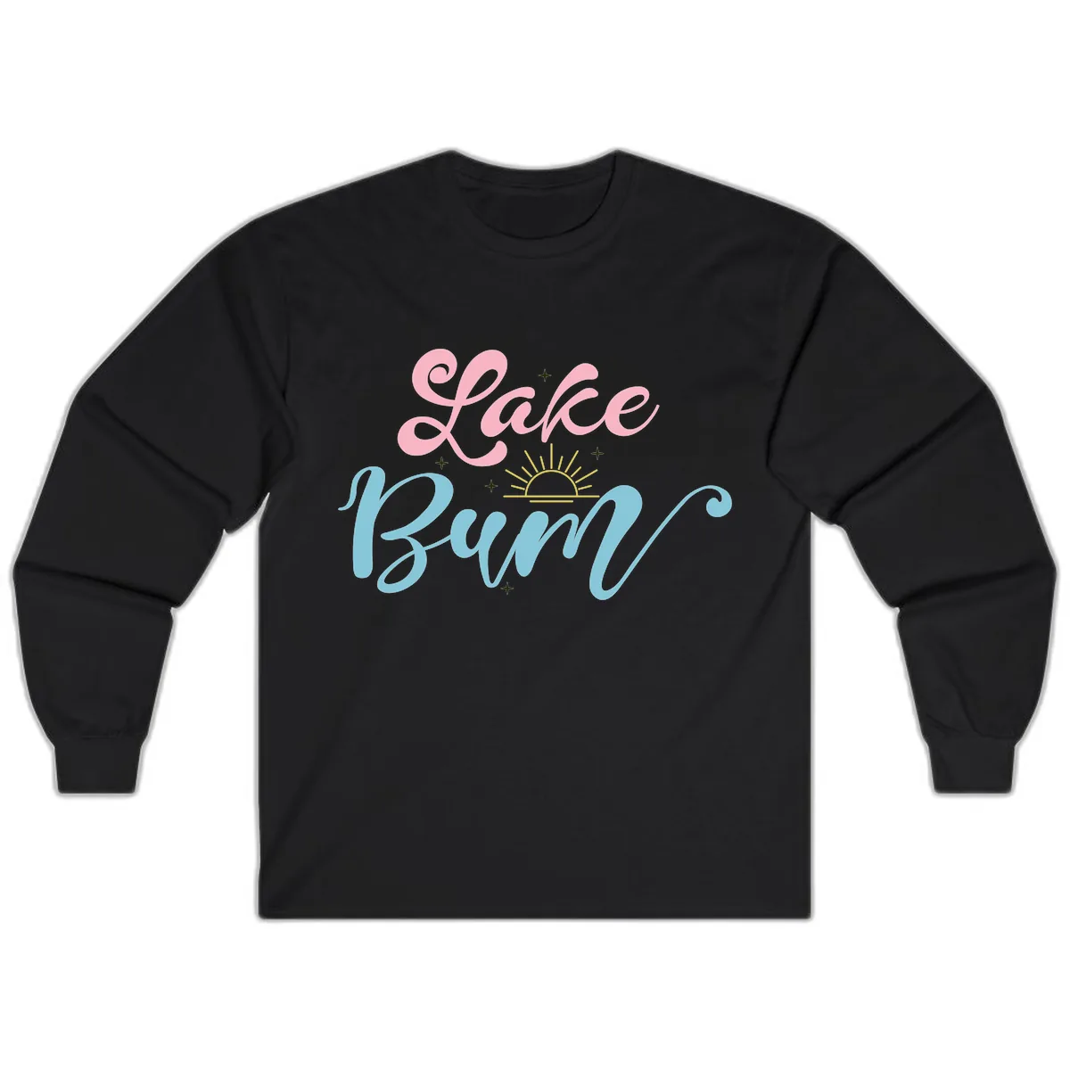 Lake Bum Script Design Long Sleeve in Black