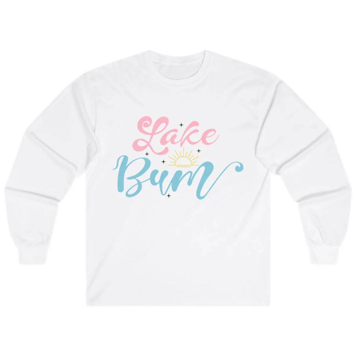 Lake Bum Script Design Long Sleeve in White