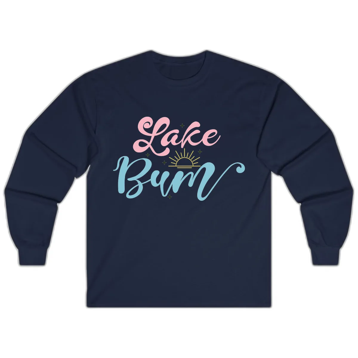 Lake Bum Script Design Long Sleeve in Navy