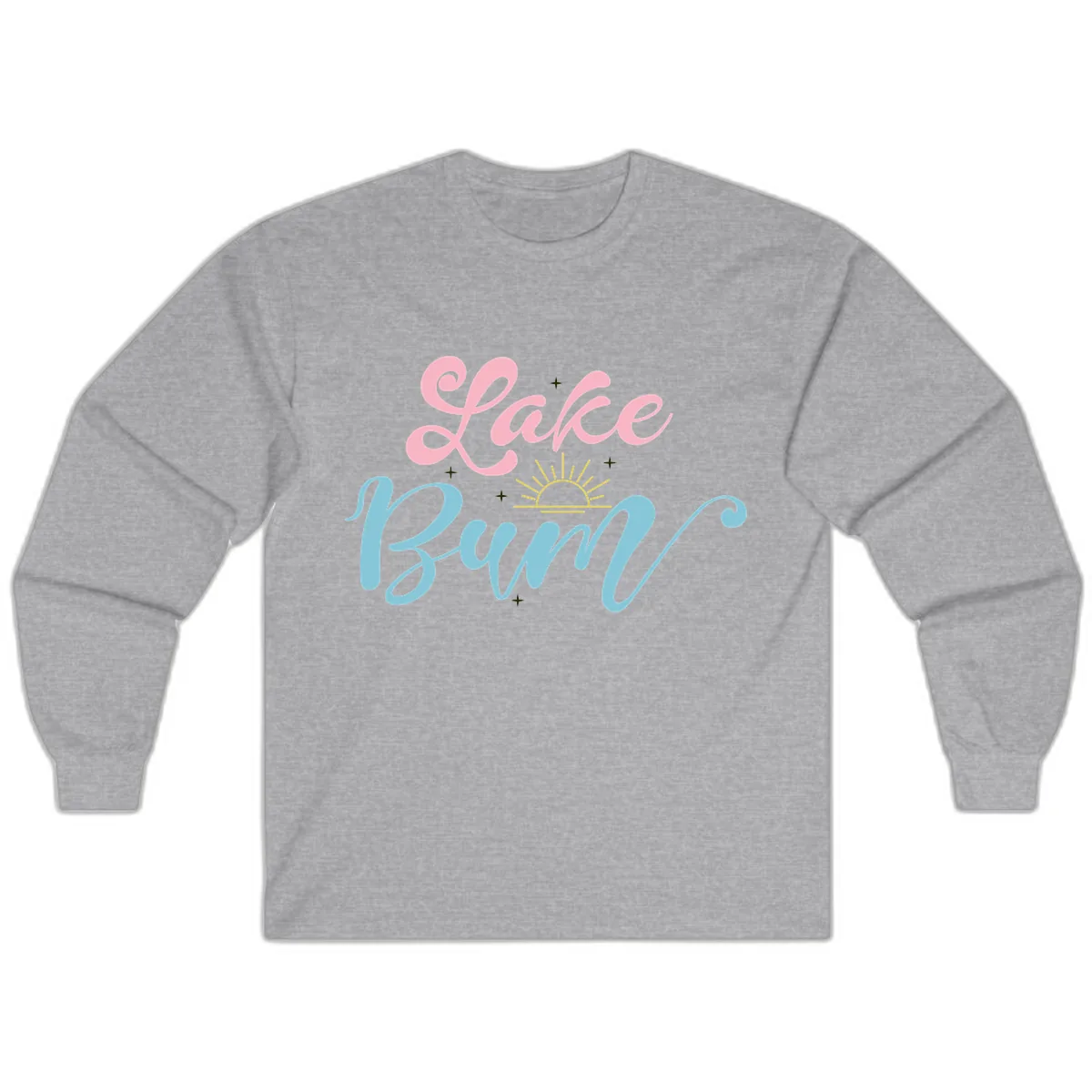 Lake Bum Script Design Long Sleeve in Sport Grey