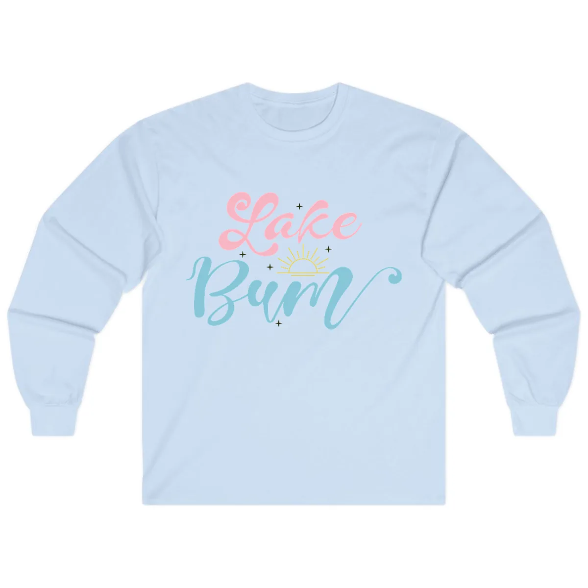 Lake Bum Script Design Long Sleeve in Light Blue